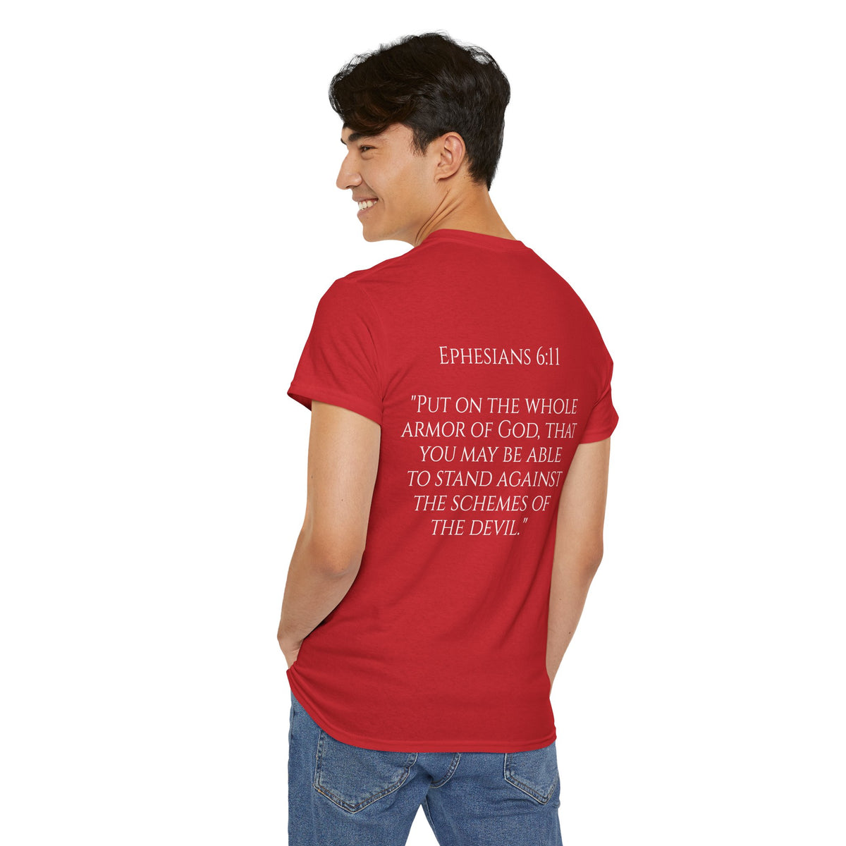"Light Defeats Darkness" October Holliday Line edition T-Shirt — "Darkness Appeared He Need It Not" Graphic Tee (Ephesians 6:11)