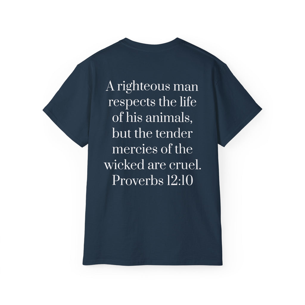 Jesus Follower Dog Lover T-Shirt — Proverbs 12:10 Dog adoption Faith Tee