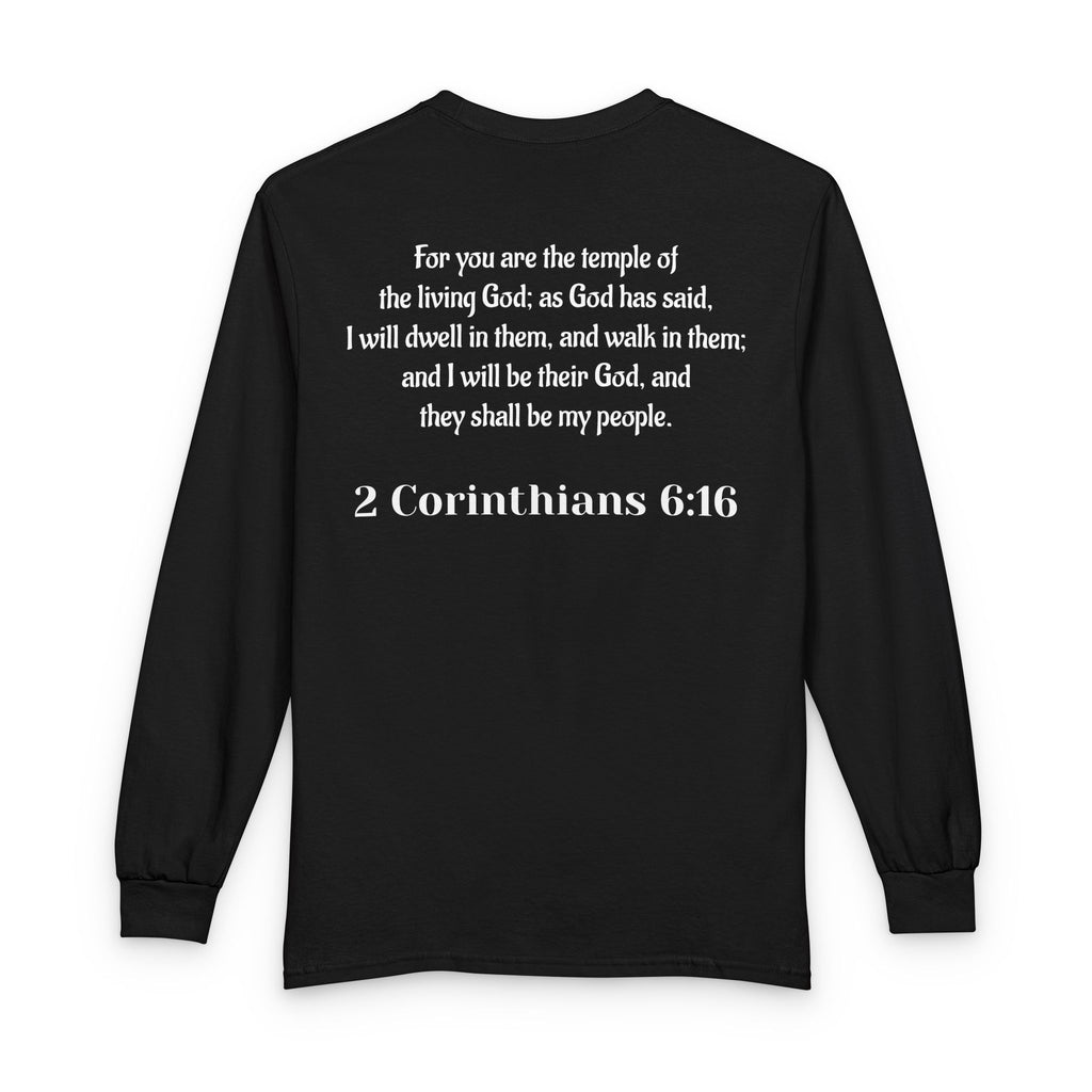 Animated Then & Now Long Sleeve Tee — 2 Corinthians 6:16 Scripture Shirt