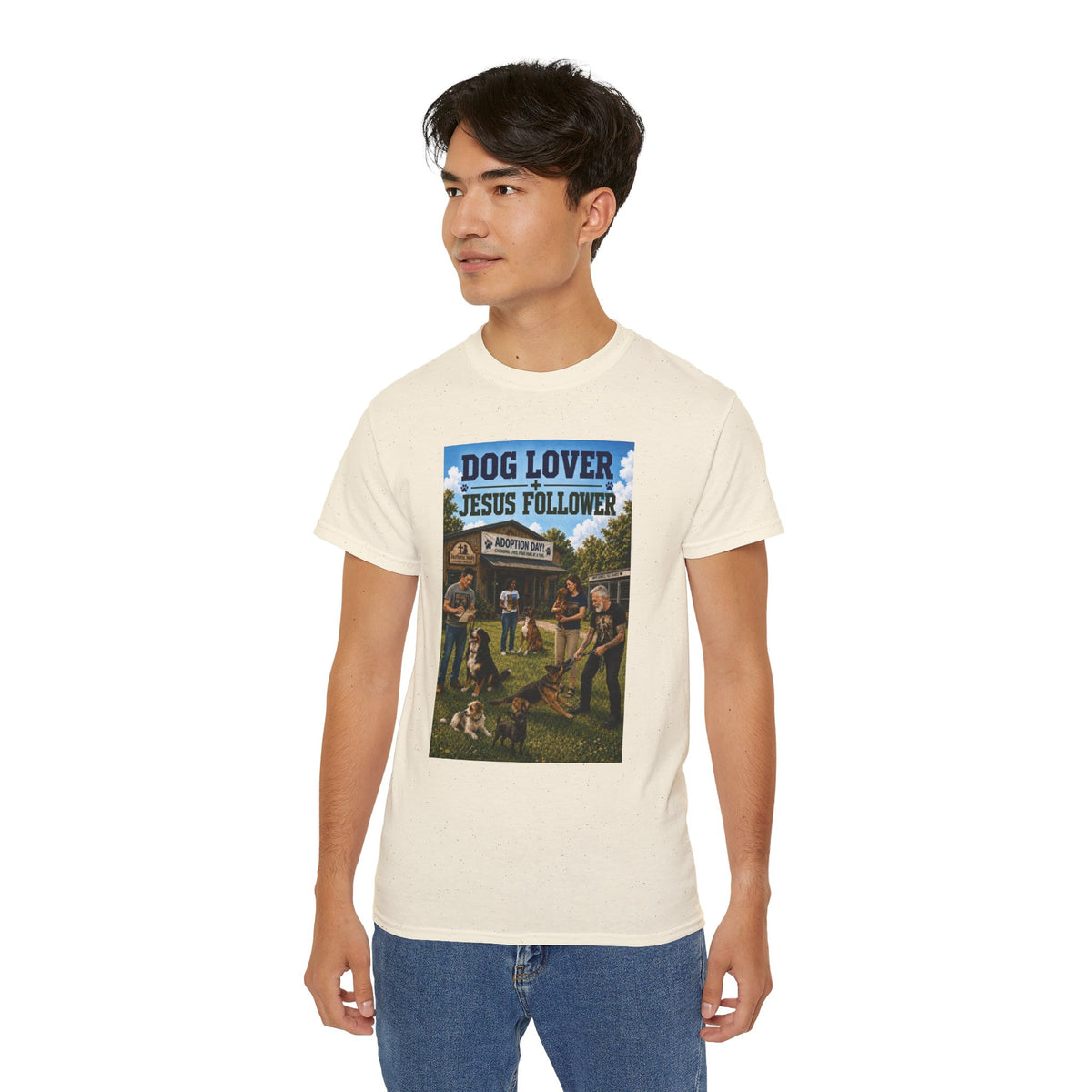 Jesus Follower Dog Lover T-Shirt — Proverbs 12:10 Dog adoption Faith Tee
