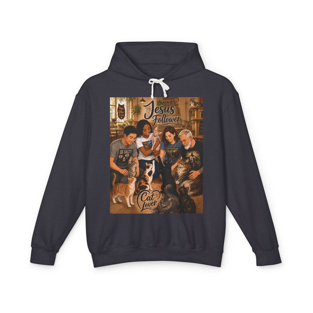 Cat Lover Jesus Follower Hoodie — Proverbs 12:10 Christian Pet Sweatshirt
