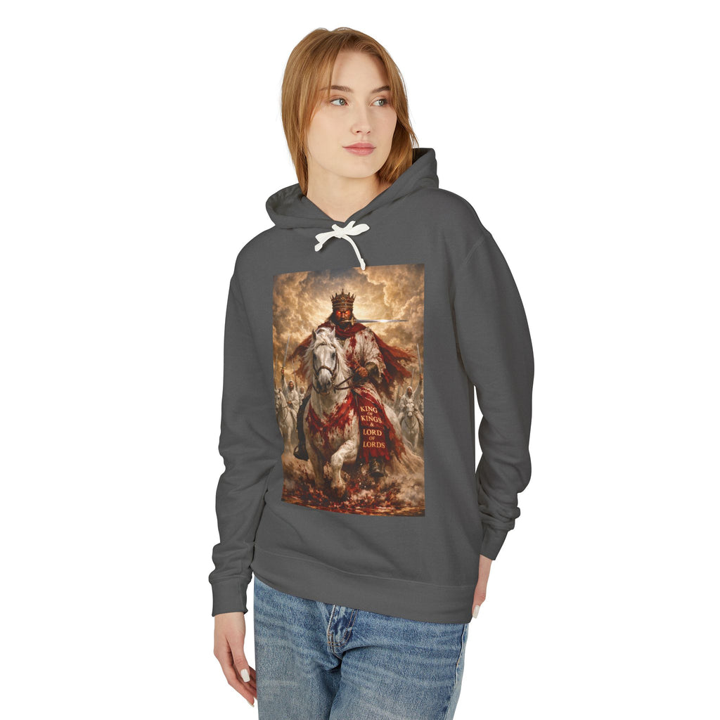 'Jesus Is Lord' Ad Variant Hoodie — with Revelation 19:11-16 Christian Graphic