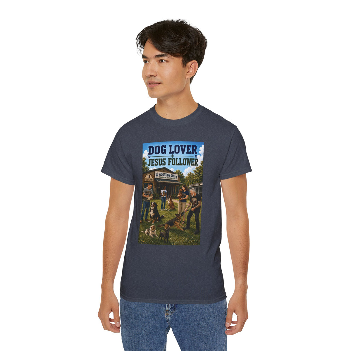 Jesus Follower Dog Lover T-Shirt — Proverbs 12:10 Dog adoption Faith Tee
