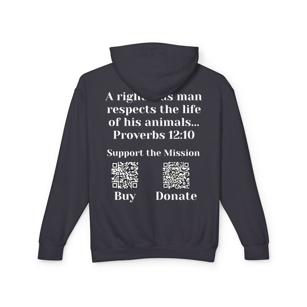 "Ad version" Cat Lover Hoodie — Proverbs 12:10 Christian Pet Sweatshirt