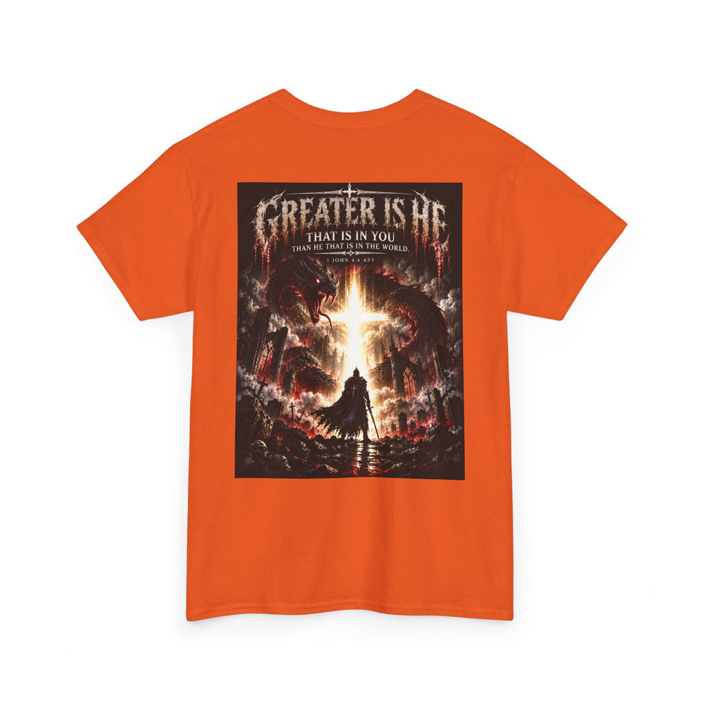"Greater Is He" October Holliday line Edition Cross Faith Christian Graphic Tee - T-Shirt