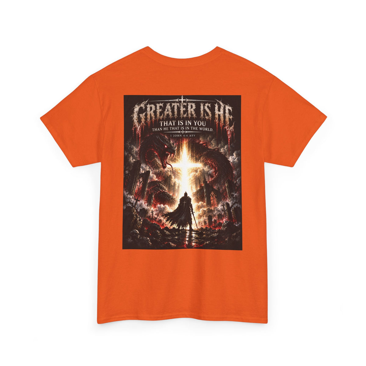 "Greater Is He" October Holliday line Edition Cross Faith Christian Graphic Tee - T-Shirt