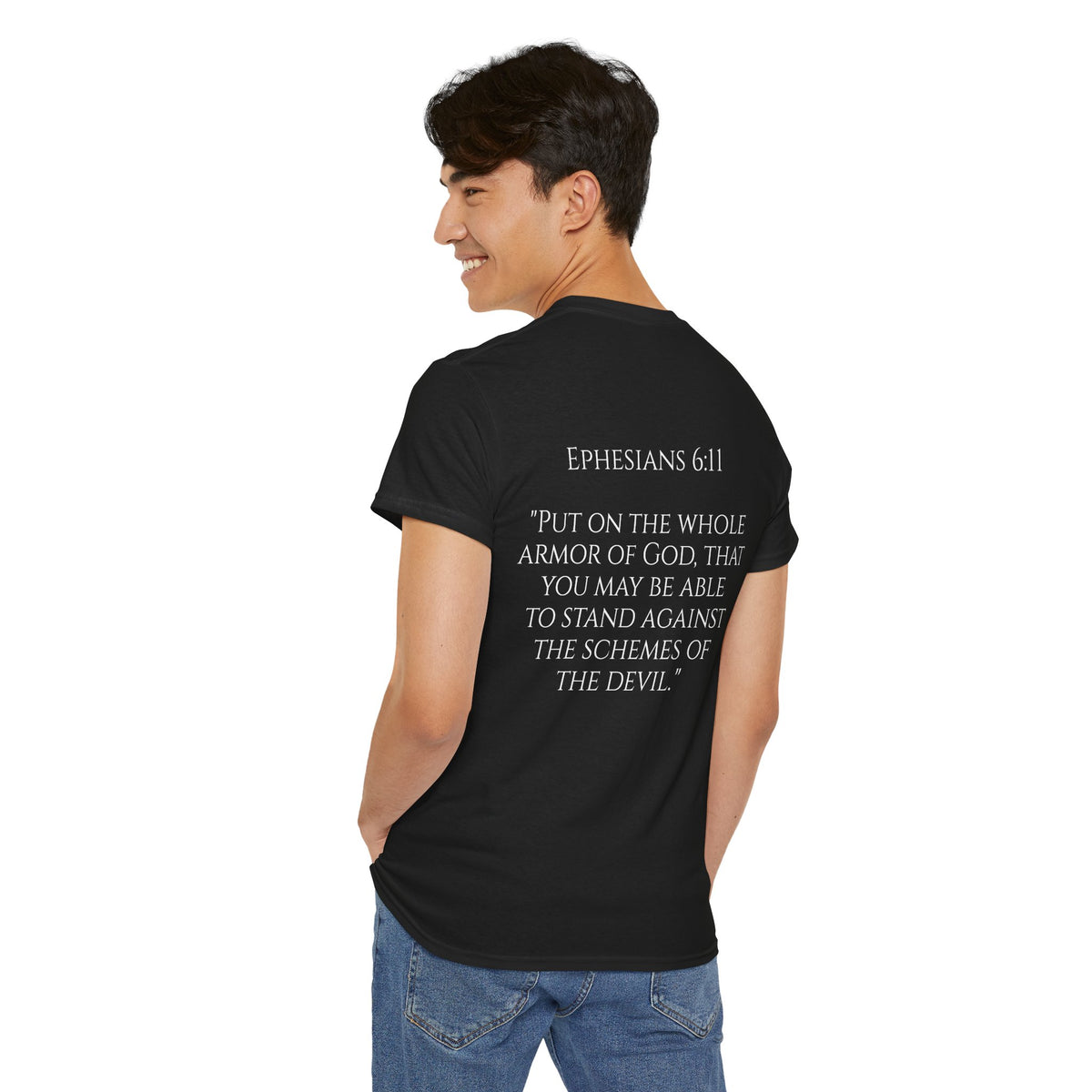 "Light Defeats Darkness" October Holliday Line edition T-Shirt — "Darkness Appeared He Need It Not" Graphic Tee (Ephesians 6:11)