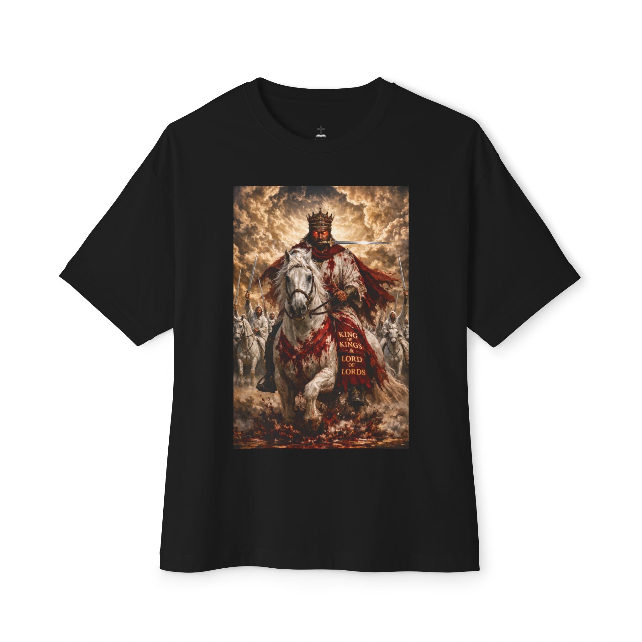 Jesus Is Lord Tee — King on White Horse Christian Graphic T‑Shirt (Rev. 19:11-16)