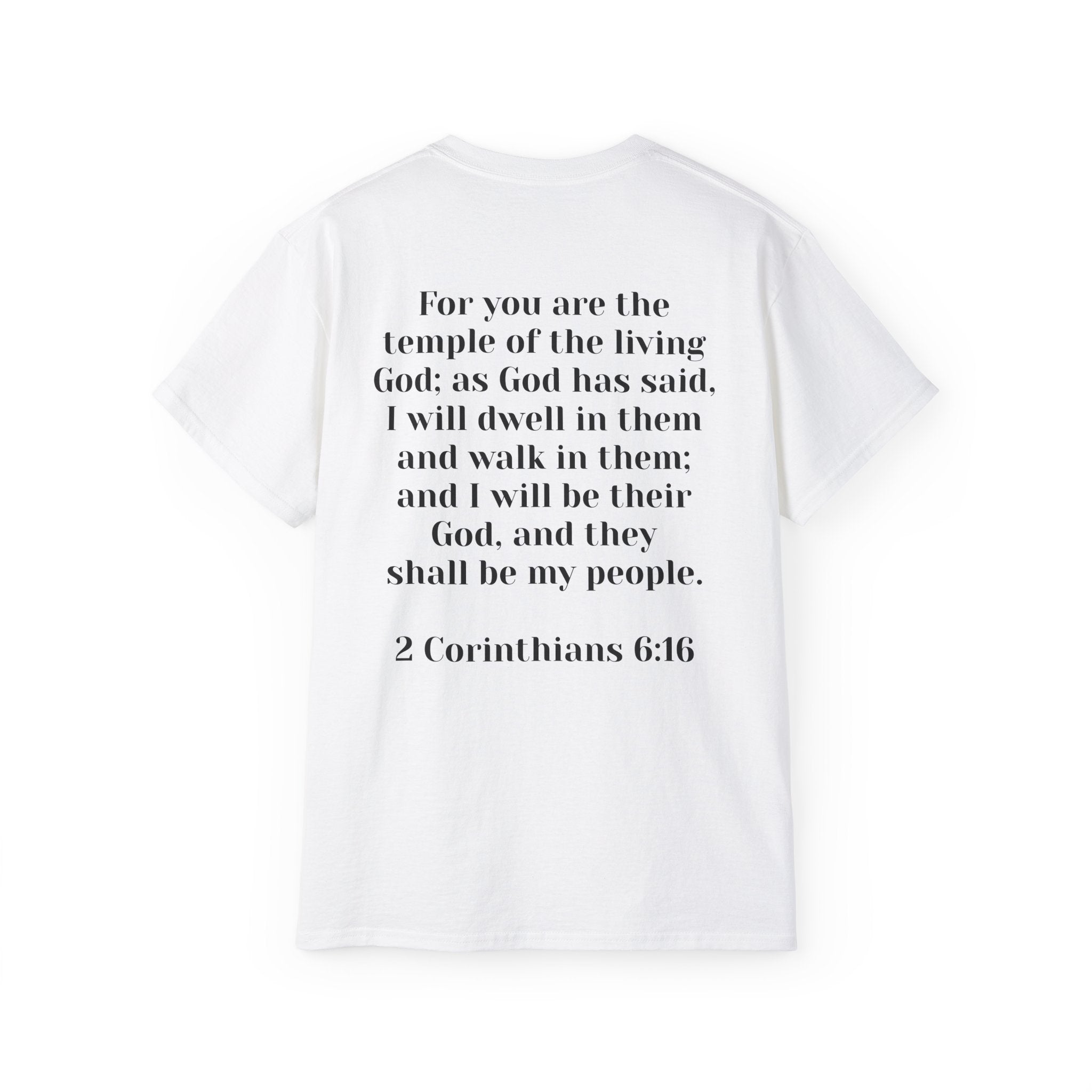 Then & Now non-animated Christian Graphic Tee — 2 Corinthians 6:16 Bible Verse Shirt