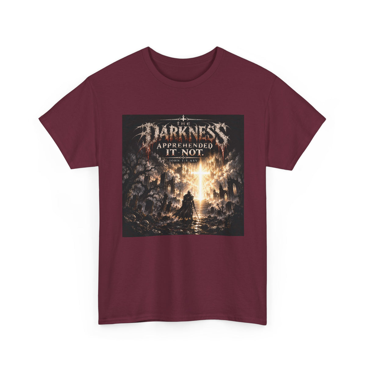"Light Defeats Darkness" October Holliday Line edition T-Shirt — "Darkness Appeared He Need It Not" Graphic Tee (Ephesians 6:11)