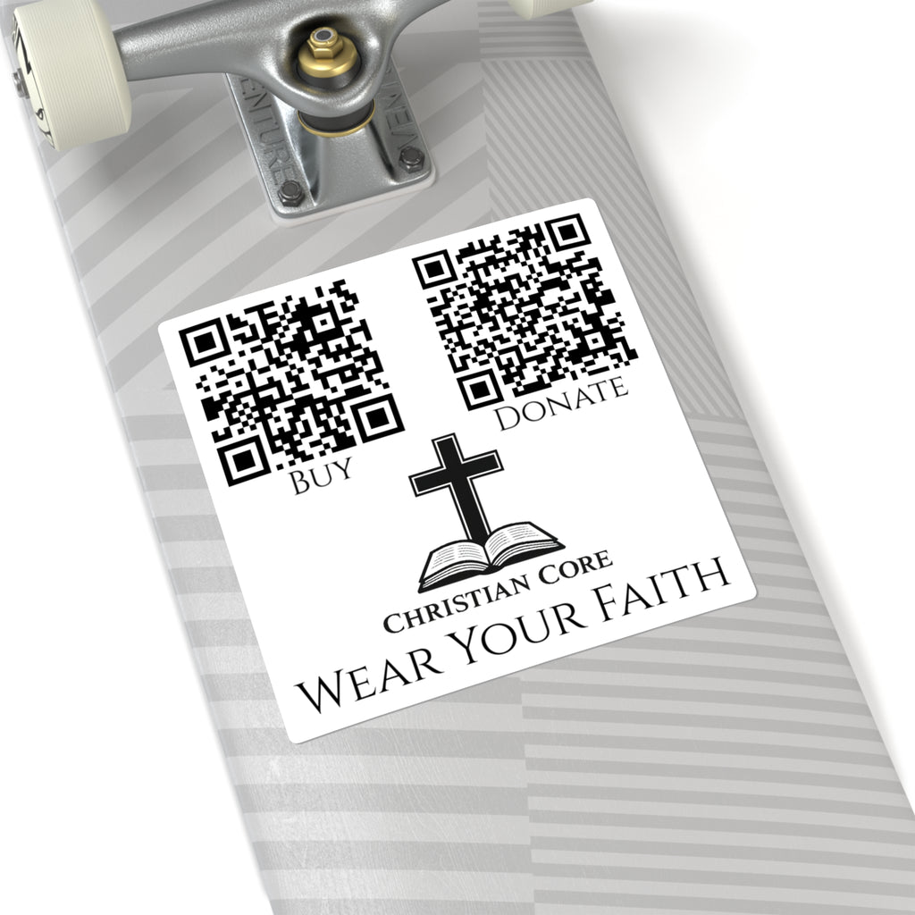 "Buy Donate Logo" QR Mission Sticker —Christian Faith Square Sticker