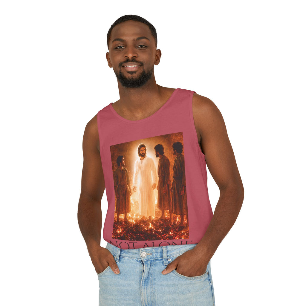 'Not Alone' Tank Top — Jesus with Four Men, Daniel 3:25 Scripture Tank