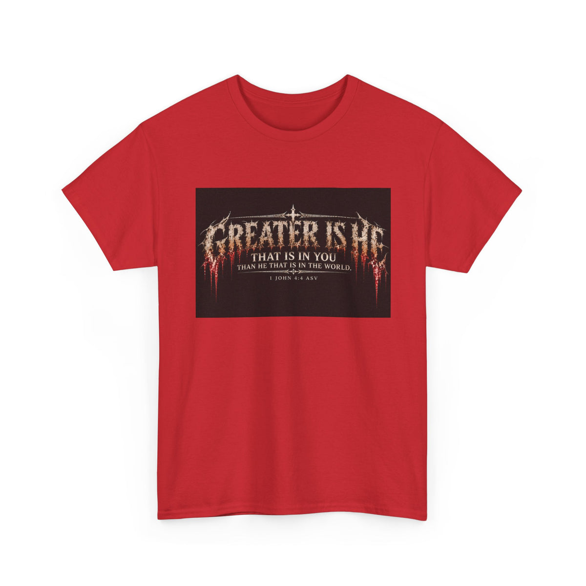 "Greater Is He" October Holliday line Edition Cross Faith Christian Graphic Tee - T-Shirt