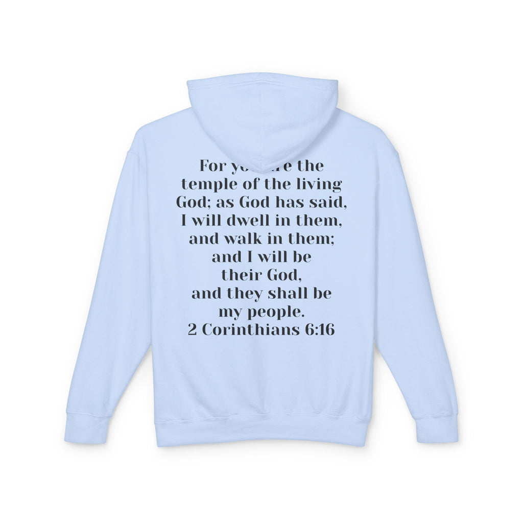 Then & Now Hoodie non-animated — 'You Are the Temple' 2 Corinthians 6:16 Christian Pullover
