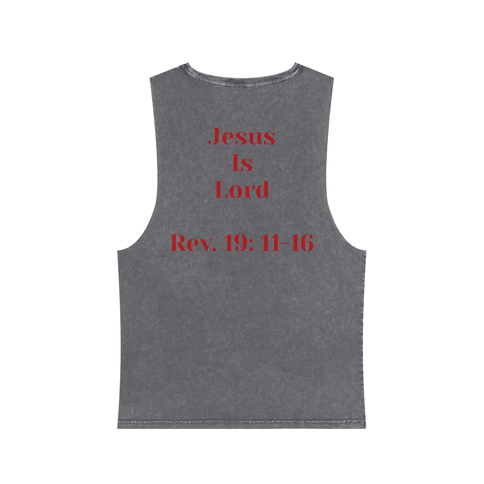Jesus Is Lord Tank Top — King on White Horse Religious Stonewash Muscle Tee