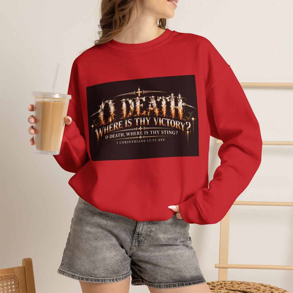 "O Death?" Holiday October Edition Crewneck sweatshirt Gothic Scripture Graphic