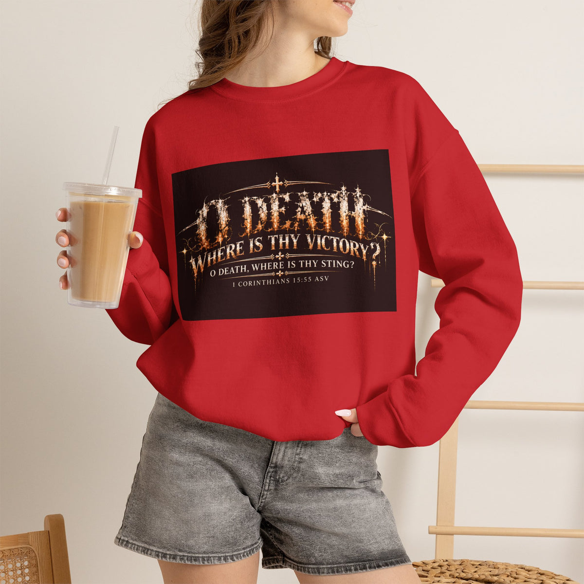 "O Death?" Holiday October Edition Crewneck sweatshirt Gothic Scripture Graphic
