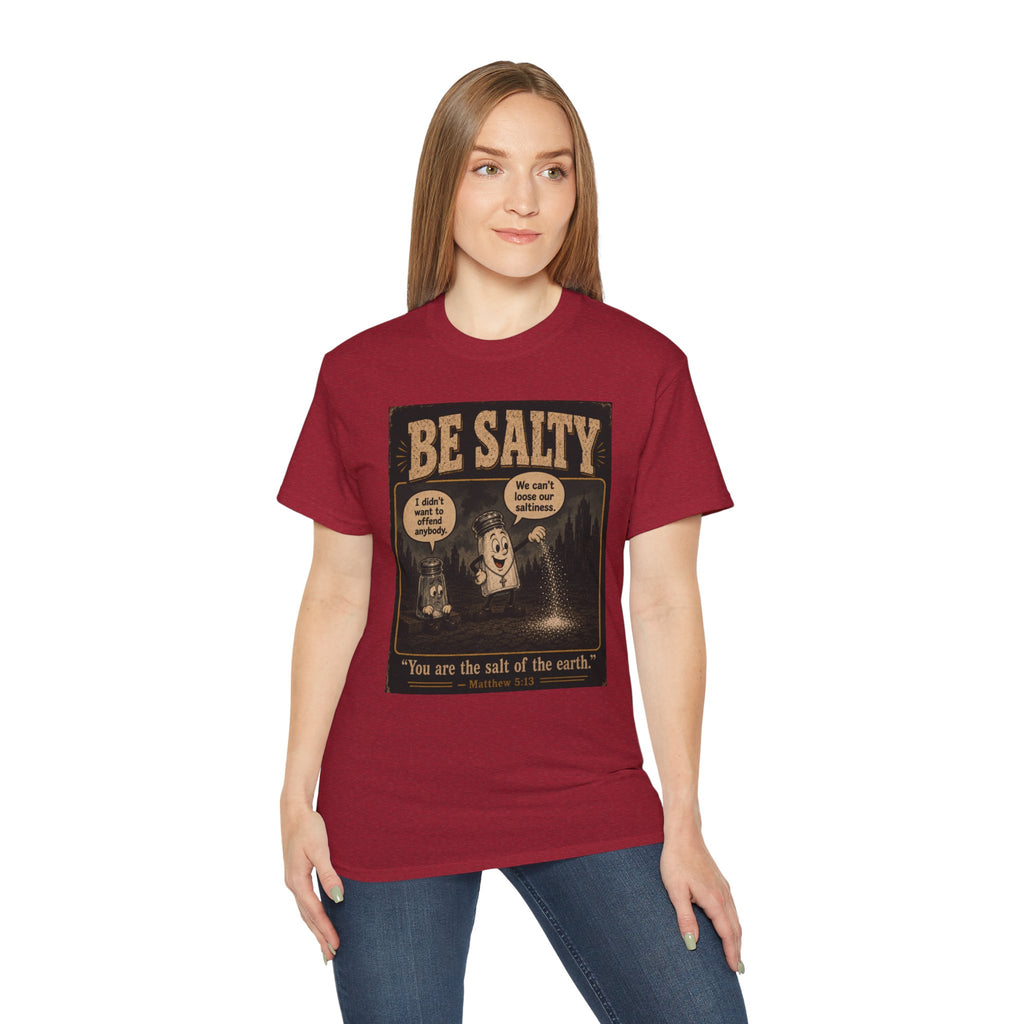 Be Salty "Ad variant" T-Shirt — 'You Are the Salt of the Earth' Christian Vintage Tee