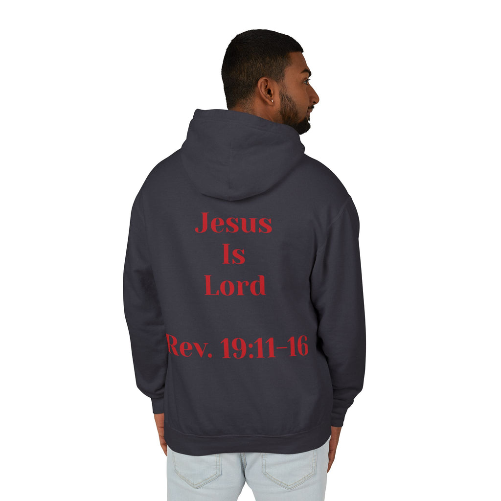 Christian Hoodie — 'Jesus Is Lord' with Revelation 19:11-16 Graphic