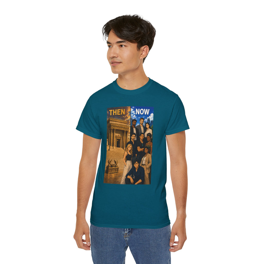 Then & Now Christian Graphic Tee — 2 Corinthians 6:16 Bible Verse Shirt
