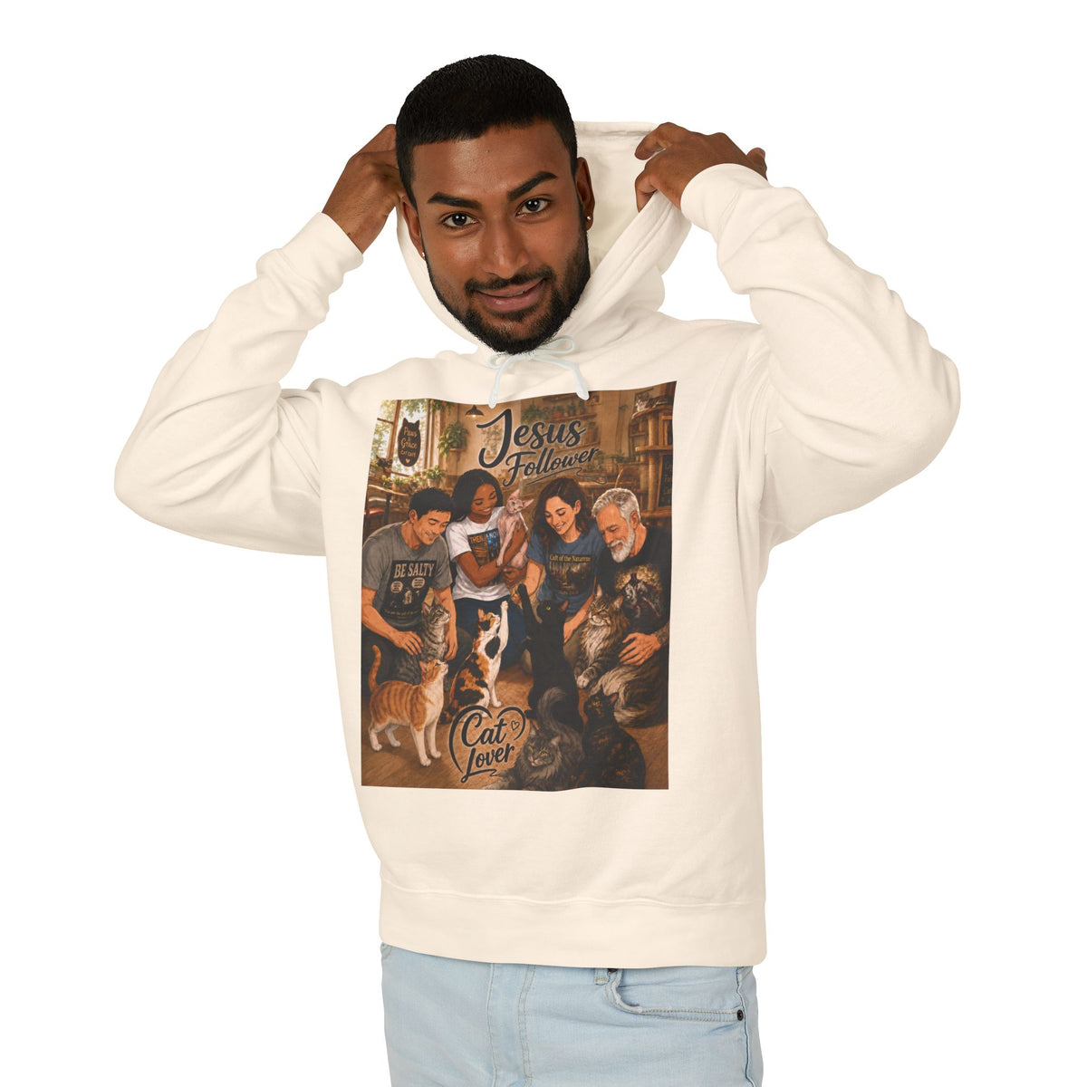 Cat Lover Jesus Follower Hoodie — Proverbs 12:10 Christian Pet Sweatshirt