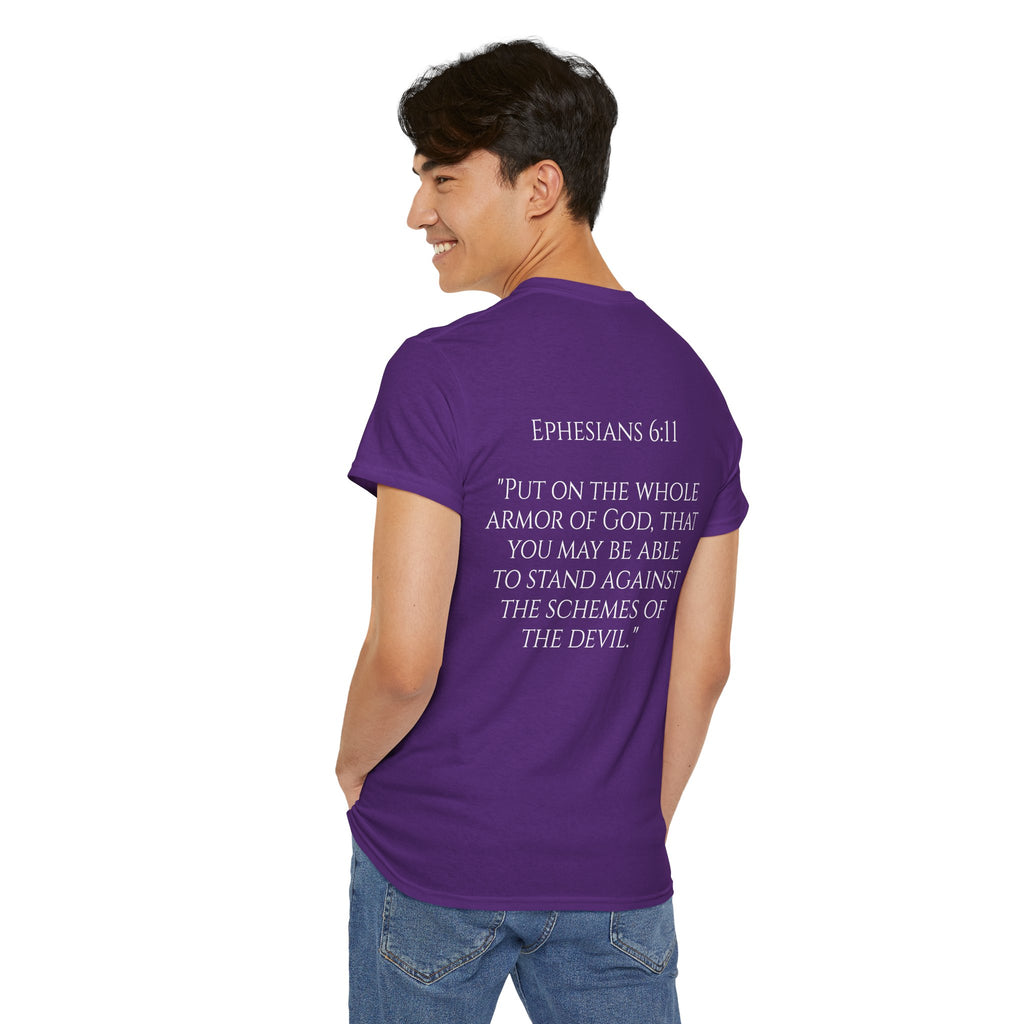 "Light Defeats Darkness" October Holliday Line edition T-Shirt — "Darkness Appeared He Need It Not" Graphic Tee (Ephesians 6:11)