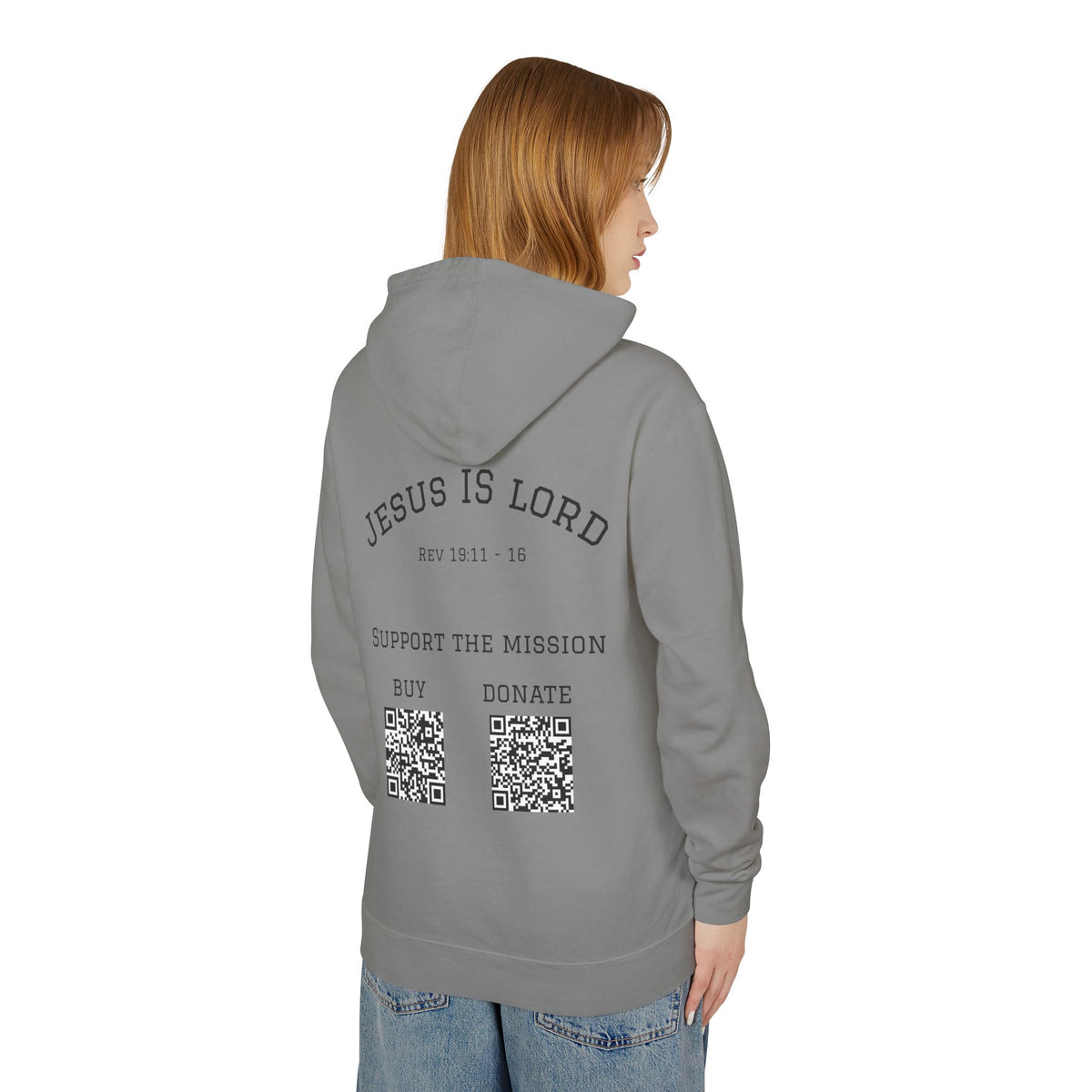 'Jesus Is Lord' Ad Variant Hoodie — with Revelation 19:11-16 Christian Graphic