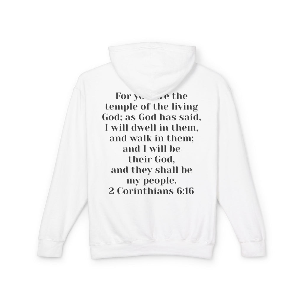 Then & Now Hoodie non-animated — 'You Are the Temple' 2 Corinthians 6:16 Christian Pullover