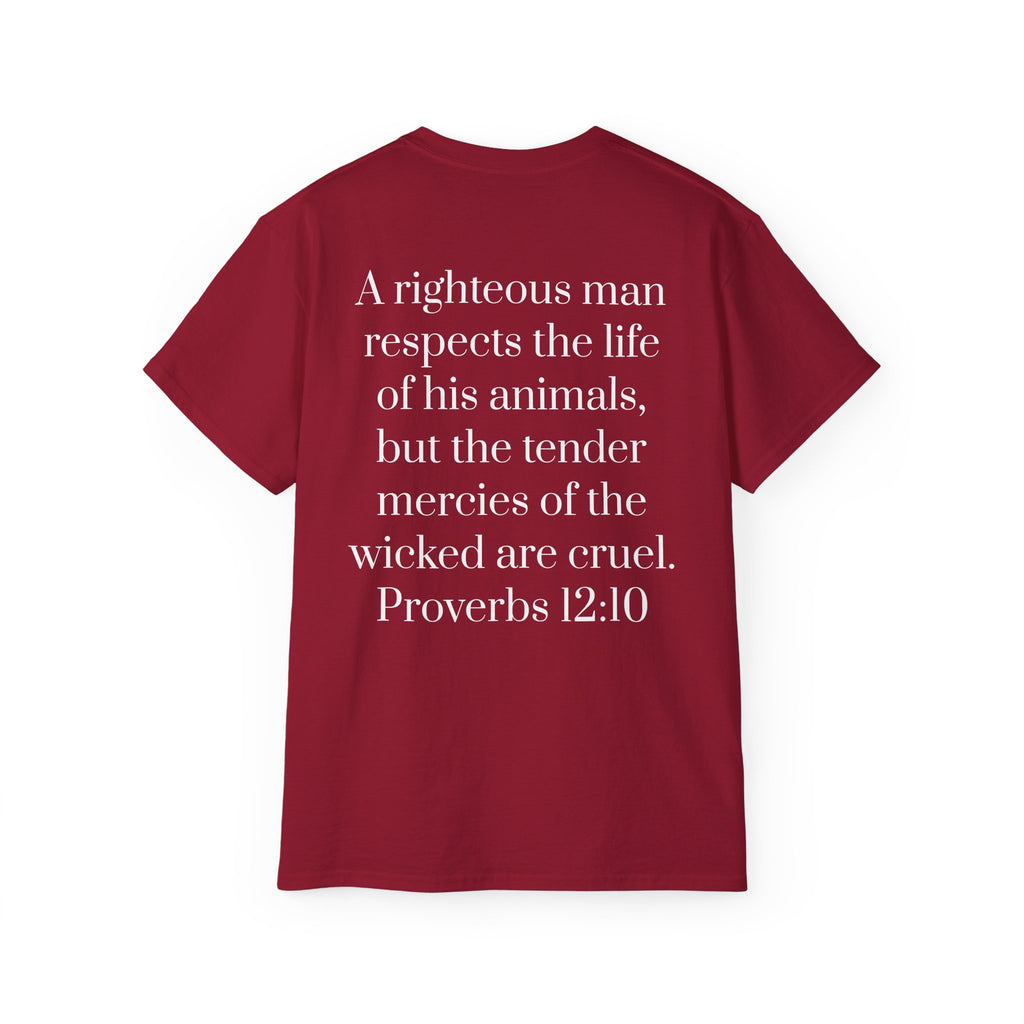 Jesus Follower Dog Lover T-Shirt — Proverbs 12:10 Dog adoption Faith Tee