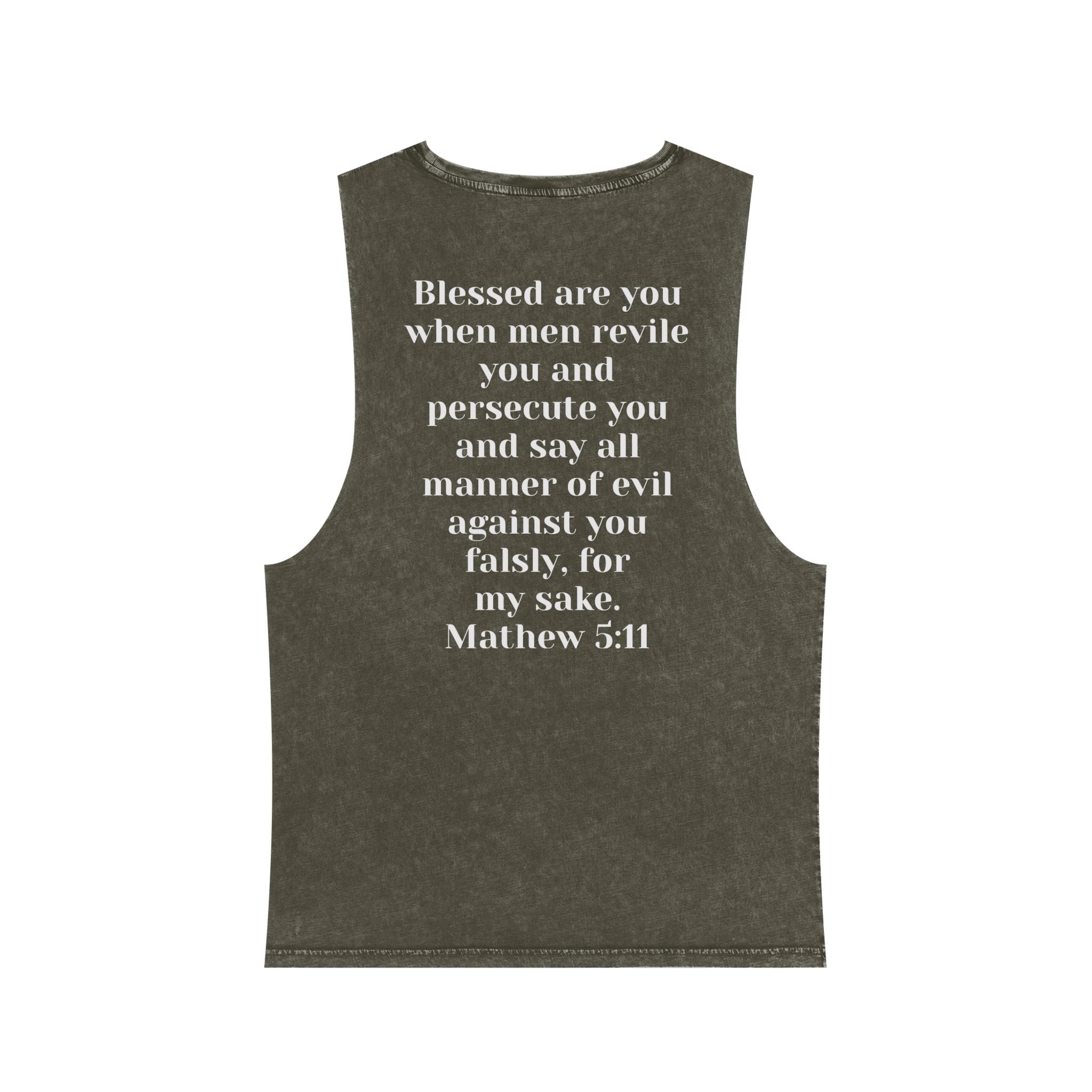 Cult of the Nazarene Tank Top – Vintage Stonewash Christian Scripture (Acts 24:5 / Matthew 5:11)