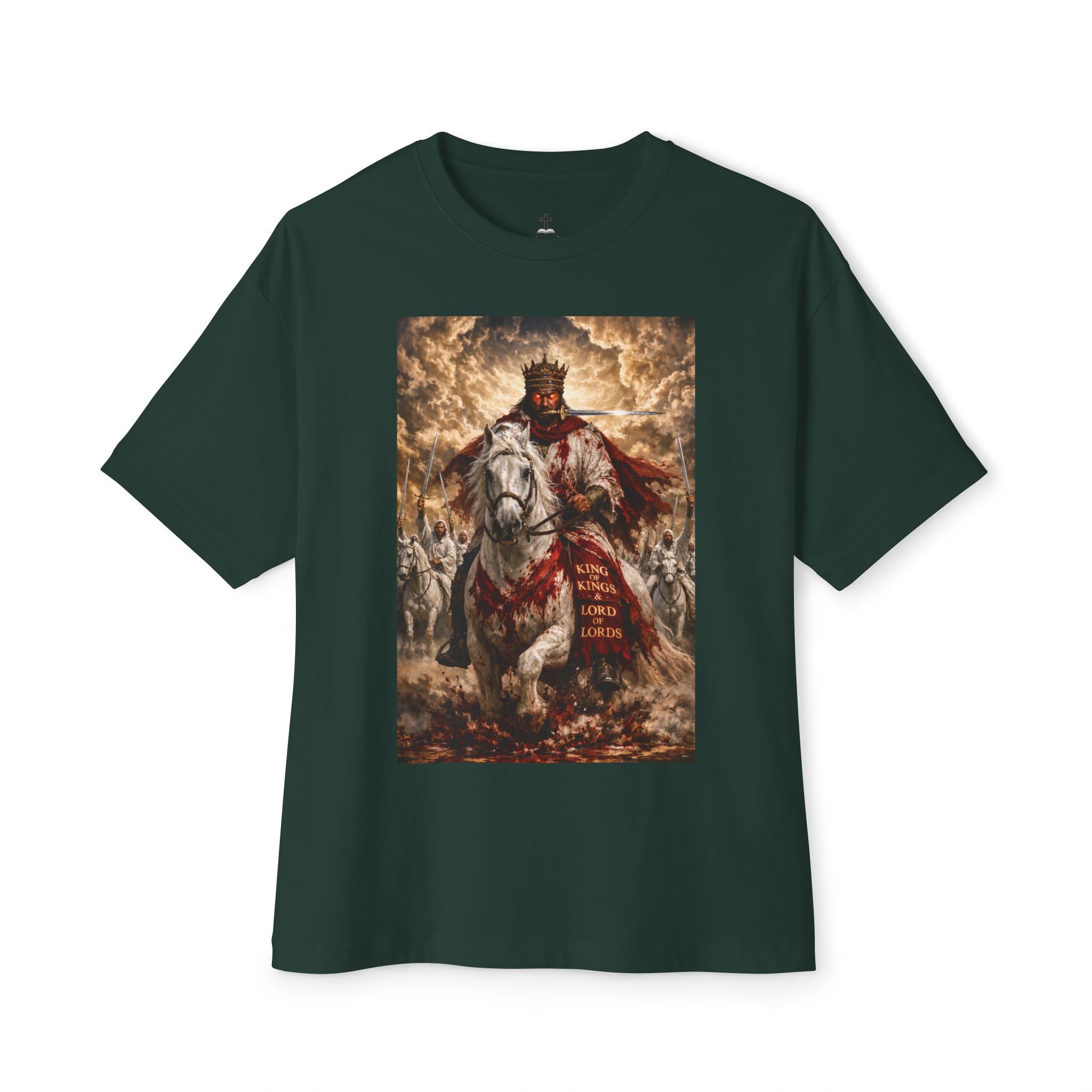 Jesus Is Lord Tee — King on White Horse Christian Graphic T‑Shirt (Rev. 19:11-16)