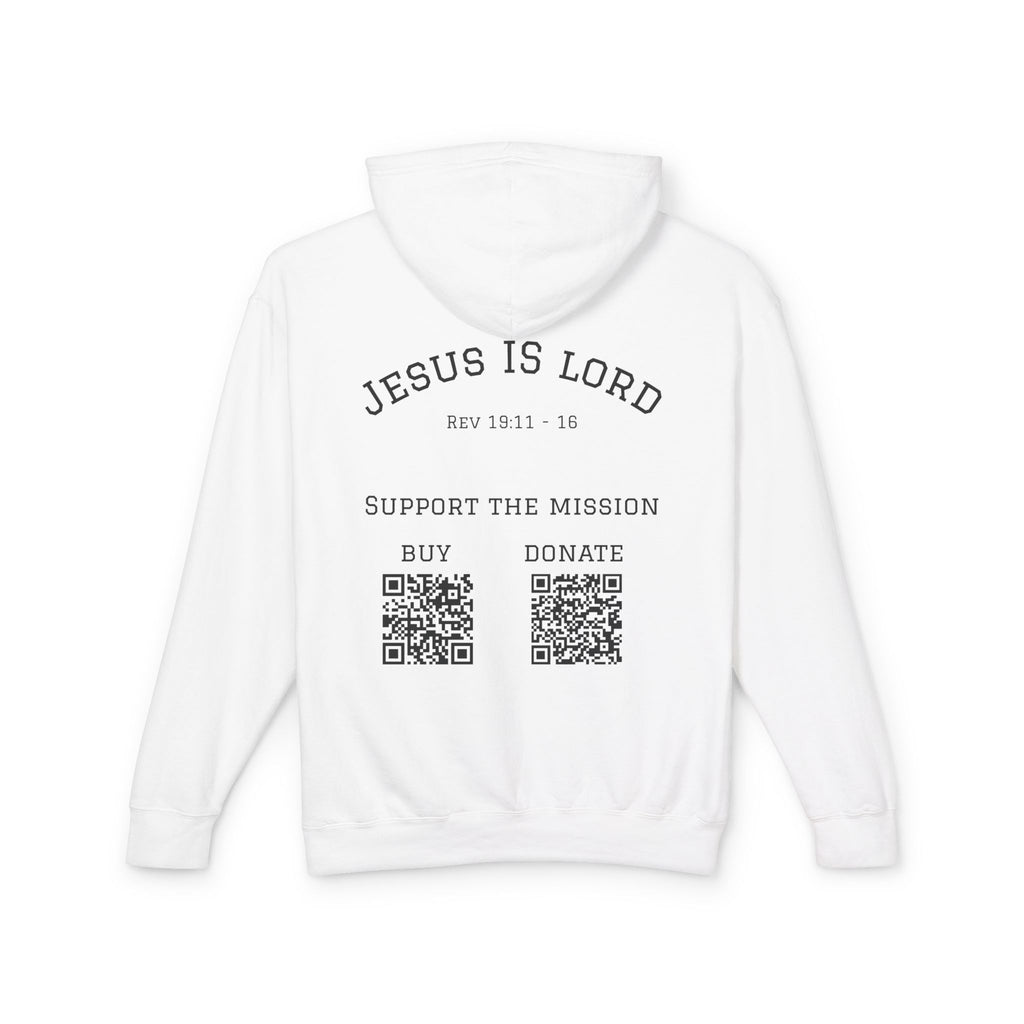 'Jesus Is Lord' Ad Variant Hoodie — with Revelation 19:11-16 Christian Graphic
