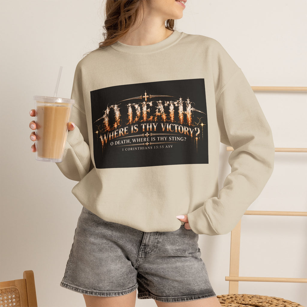 "O Death?" Holiday October Edition Crewneck sweatshirt Gothic Scripture Graphic