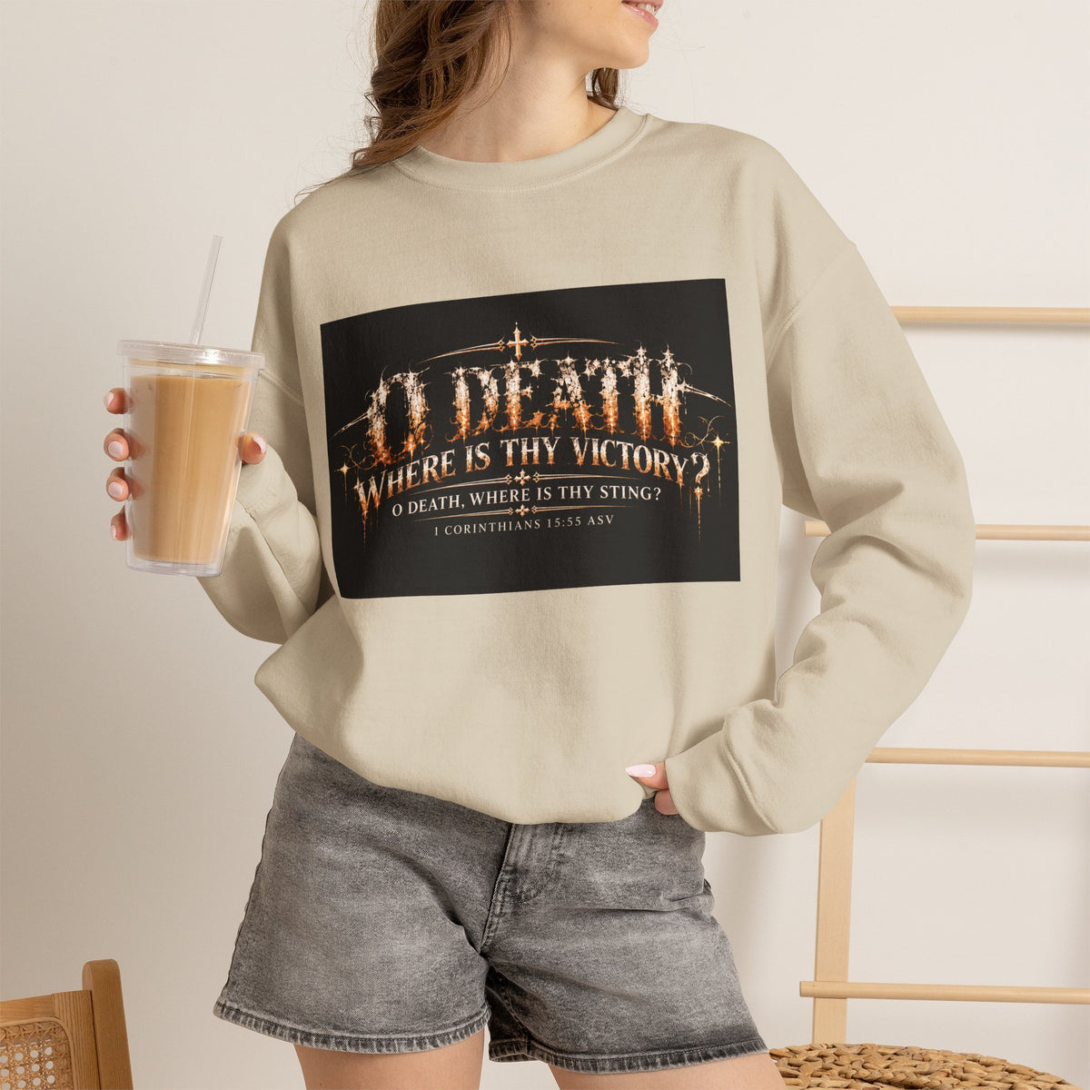 "O Death?" Holiday October Edition Crewneck sweatshirt Gothic Scripture Graphic