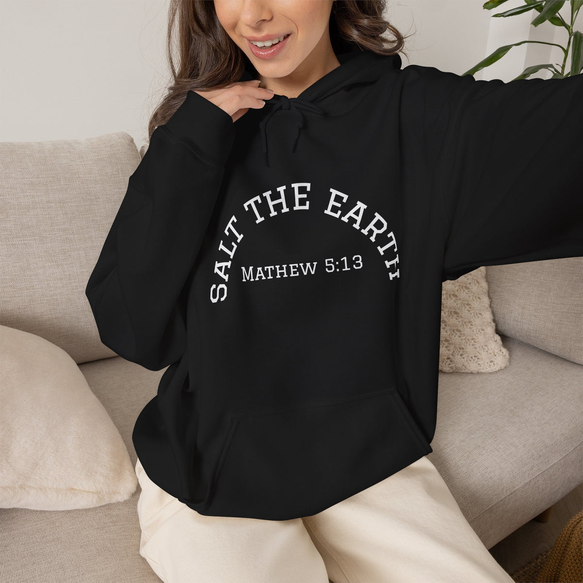 Salt the Earth Hoodie — "Salt the Earth" Matthew 5:13 Christian Graphic Pullover