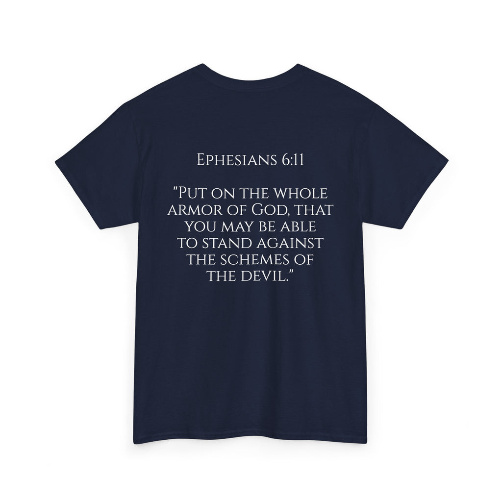 "Light Defeats Darkness" October Holliday Line edition T-Shirt — "Darkness Appeared He Need It Not" Graphic Tee (Ephesians 6:11)