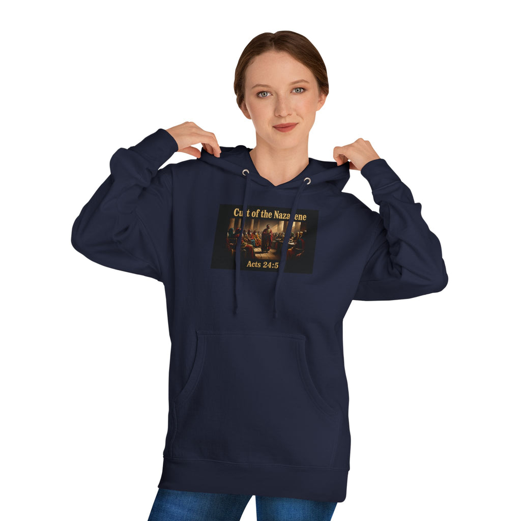 Christian Hoodie "Cult of the Nazarene" — Acts 24:5, Matthew 5:11 Verse Pullover multiple colors