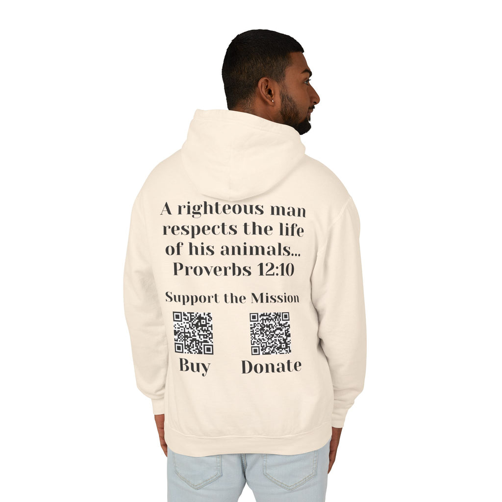 "Ad version" Dog Lover Hoodie — Proverbs 12:10 Christian Pet Sweatshirt