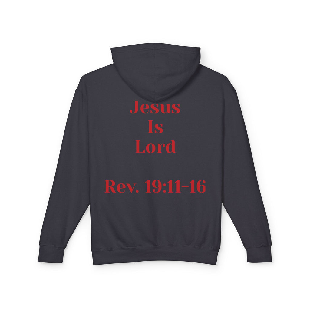 Christian Hoodie — 'Jesus Is Lord' with Revelation 19:11-16 Graphic