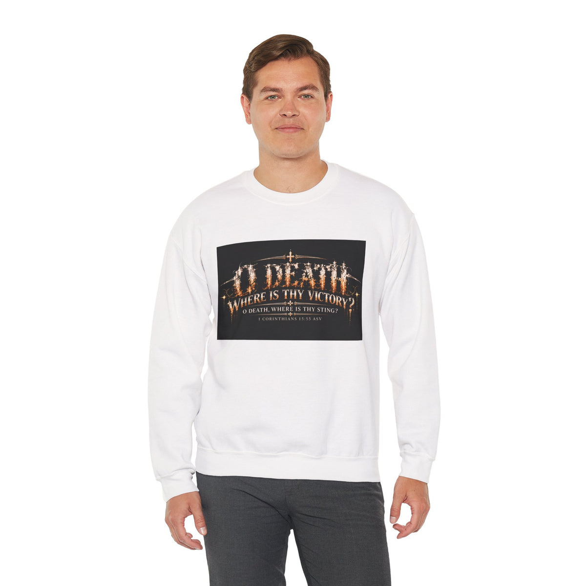 "O Death?" Holiday October Edition Crewneck sweatshirt Gothic Scripture Graphic