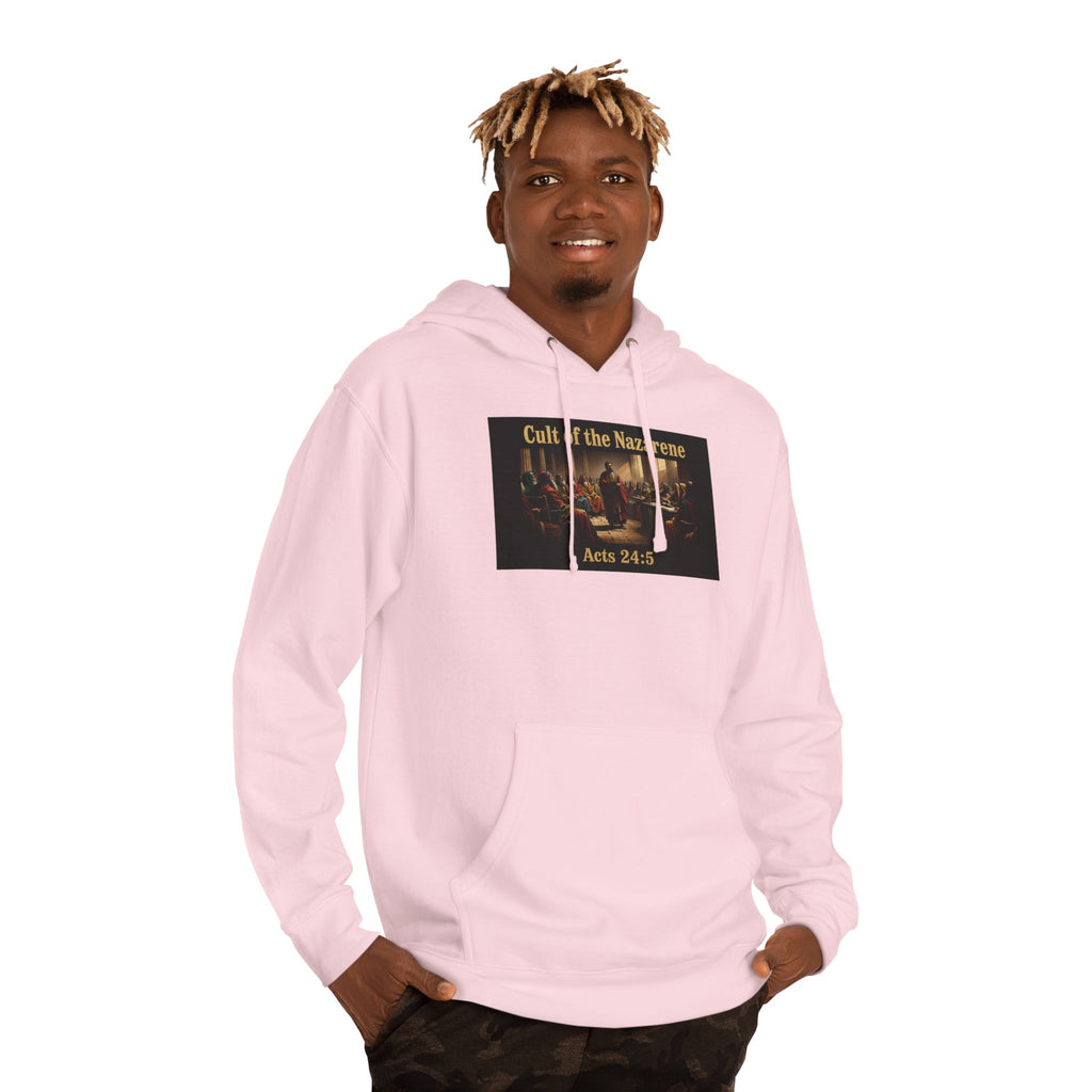 Christian Hoodie "Cult of the Nazarene" — Acts 24:5, Matthew 5:11 Verse Pullover multiple colors