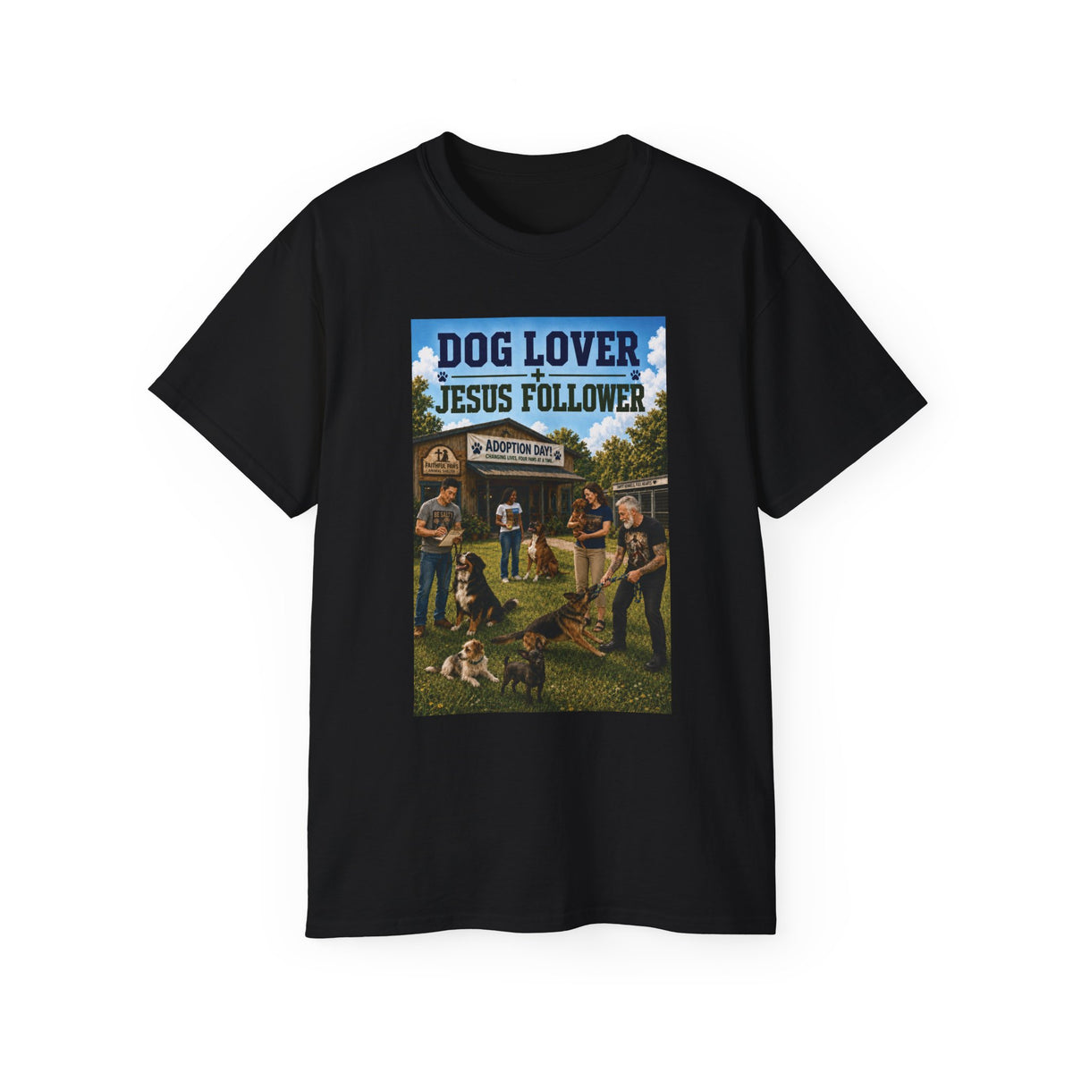 Jesus Follower Dog Lover T-Shirt — Proverbs 12:10 Dog adoption Faith Tee