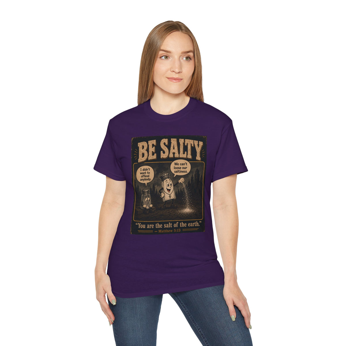 Be Salty "Ad variant" T-Shirt — 'You Are the Salt of the Earth' Christian Vintage Tee