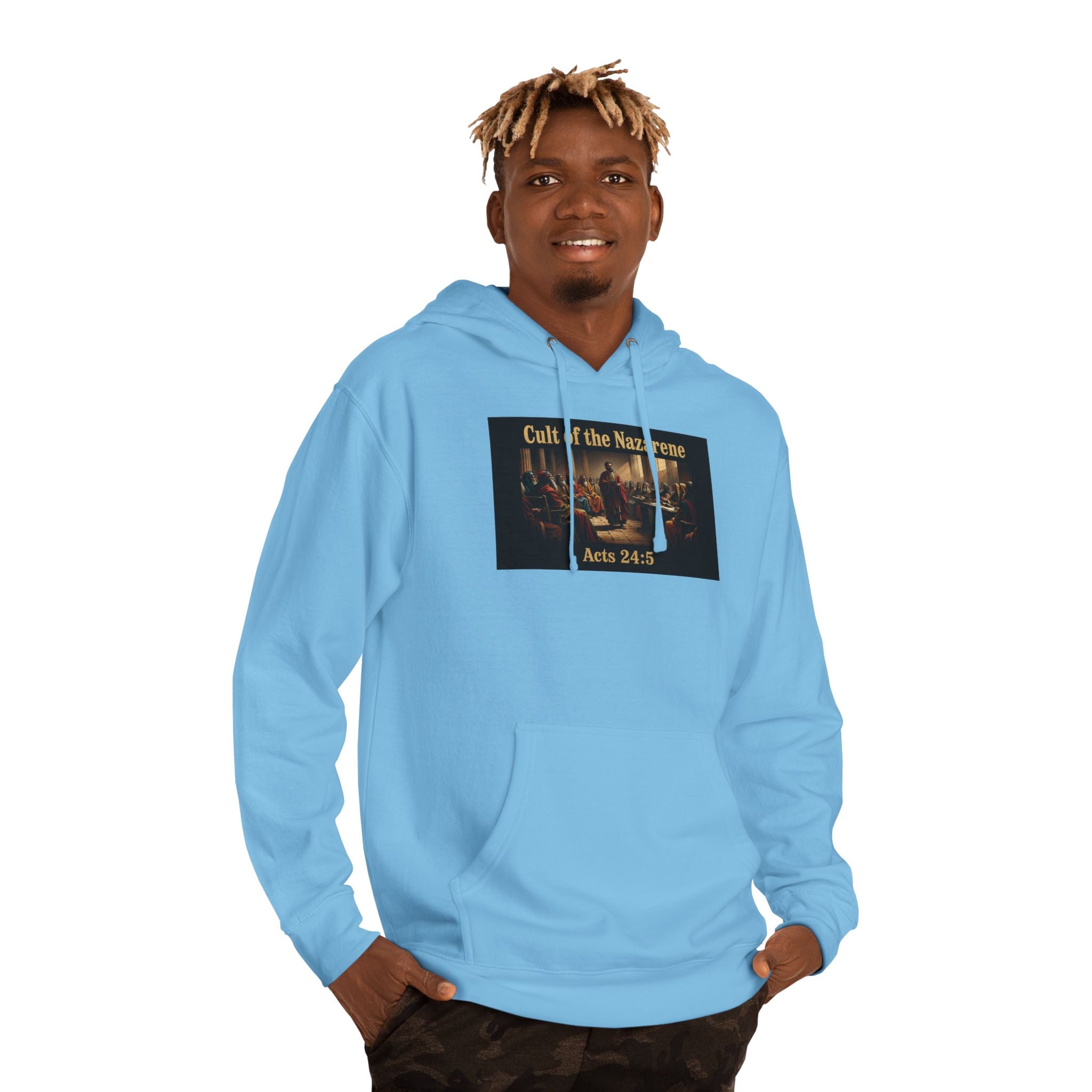 Christian Hoodie "Cult of the Nazarene" — Acts 24:5, Matthew 5:11 Verse Pullover multiple colors