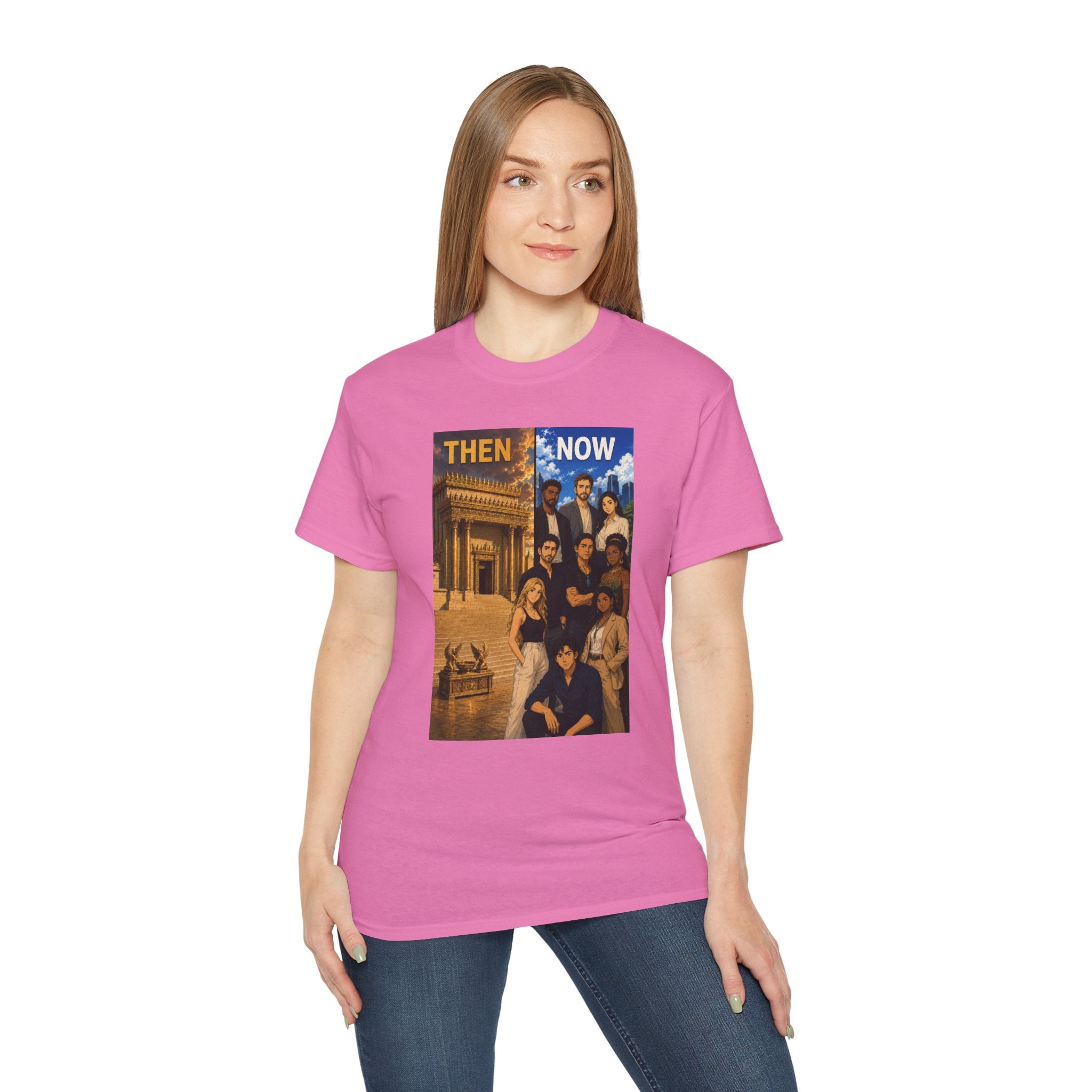 Then & Now Christian Graphic Tee — 2 Corinthians 6:16 Bible Verse Shirt