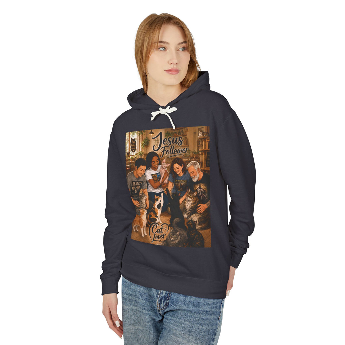 Cat Lover Jesus Follower Hoodie — Proverbs 12:10 Christian Pet Sweatshirt