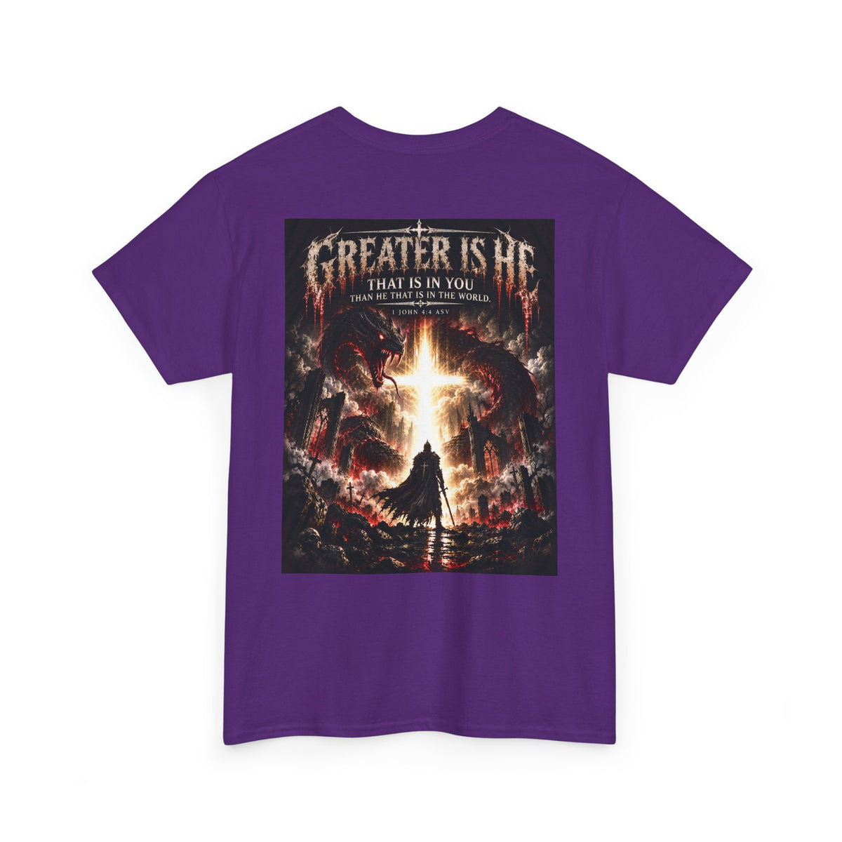 "Greater Is He" October Holliday line Edition Cross Faith Christian Graphic Tee - T-Shirt