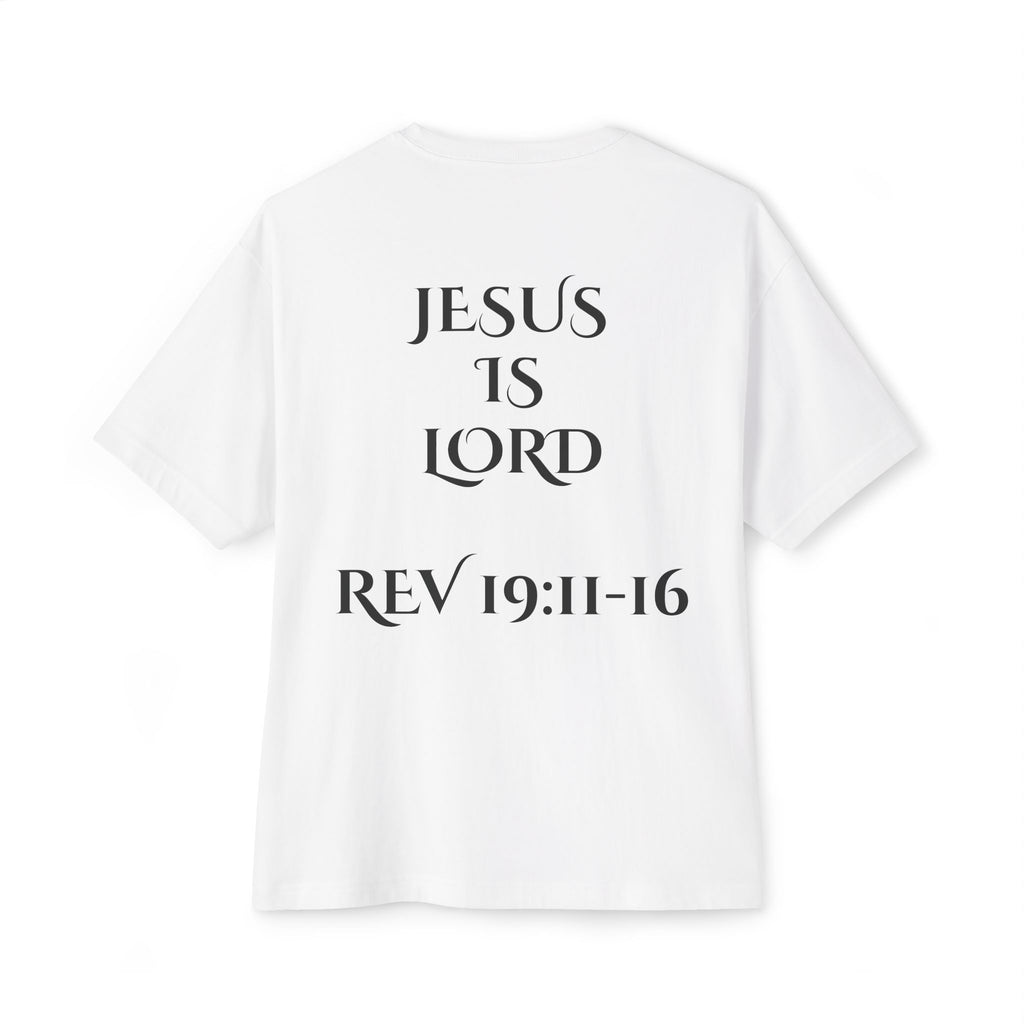 Jesus Is Lord Tee — King on White Horse Christian Graphic T‑Shirt (Rev. 19:11-16)