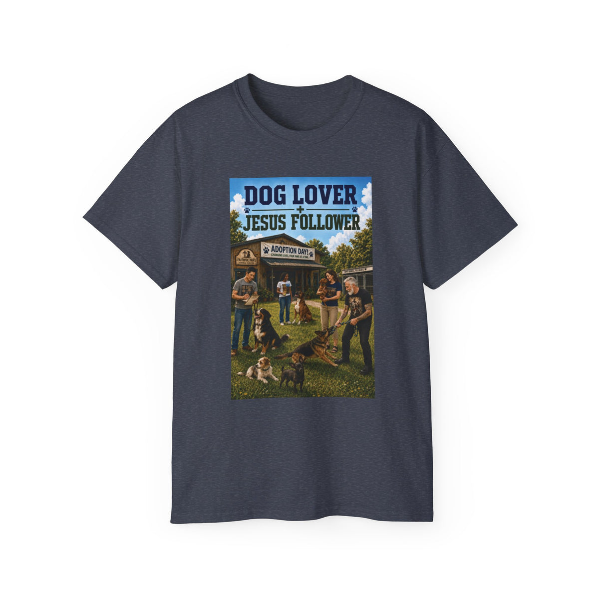 Jesus Follower Dog Lover T-Shirt — Proverbs 12:10 Dog adoption Faith Tee
