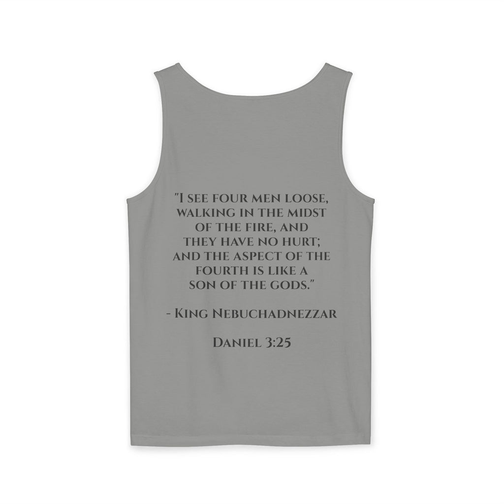 'Not Alone' Tank Top — Jesus with Four Men, Daniel 3:25 Scripture Tank